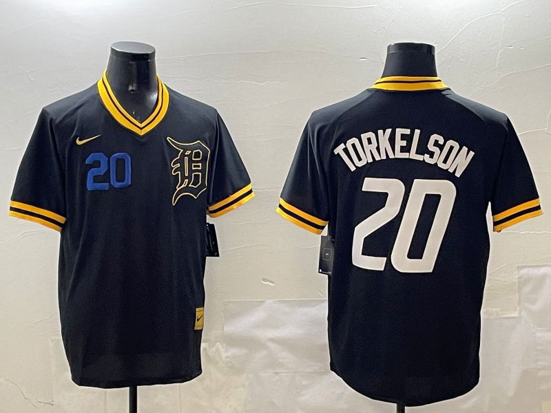 Men Detroit Tigers #20 Torkelaon Black Gold Game 2025 Nike MLB Jersey style 2